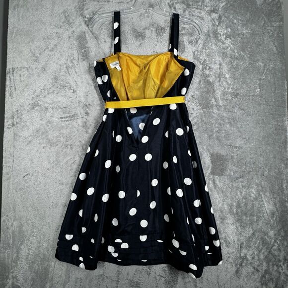 Dressbarn Dress Womens‎ 10 Navy Blue White Polka Dot Classic Pin Up Rockabilly - Picture 4 of 9